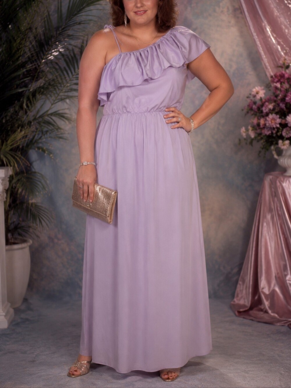 Dance Allure Vintage 80s Purple Maxi Bridesmaid Party Prom Dress sz 16